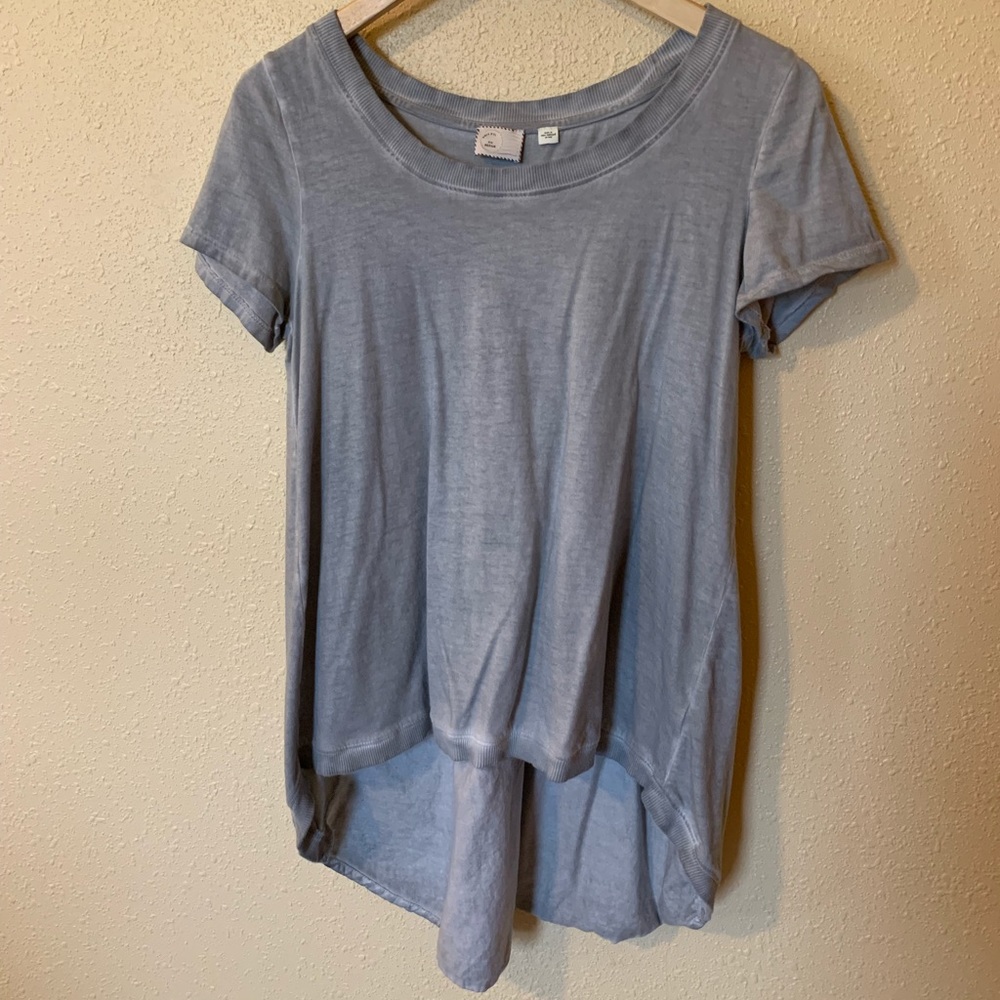 Anthropologie mail stamp grey top
